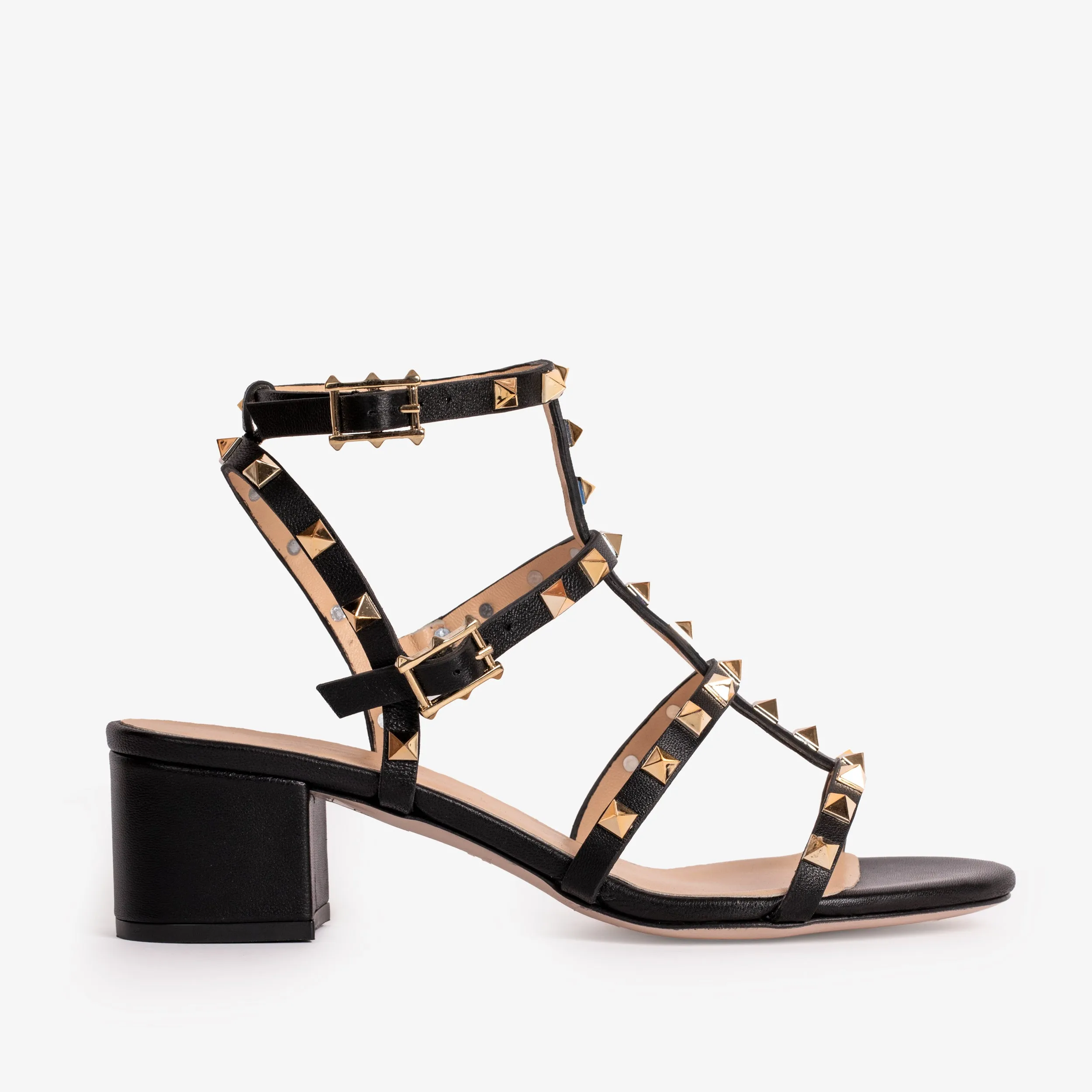 The Nejapa Black Multi Strap Leather Women Sandal