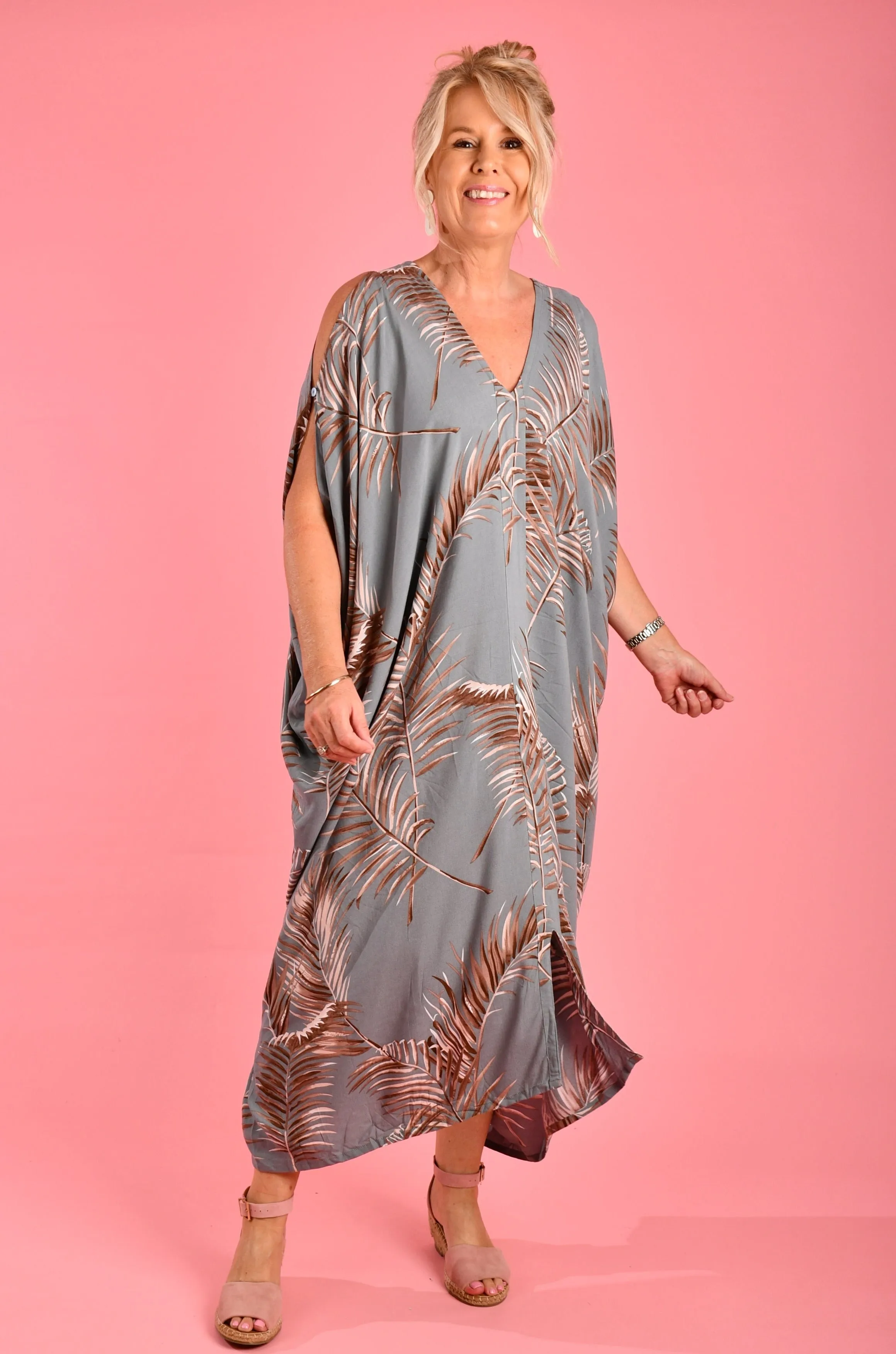 VBLD348 - CUSHLA DRESS - PALM FROND GREY