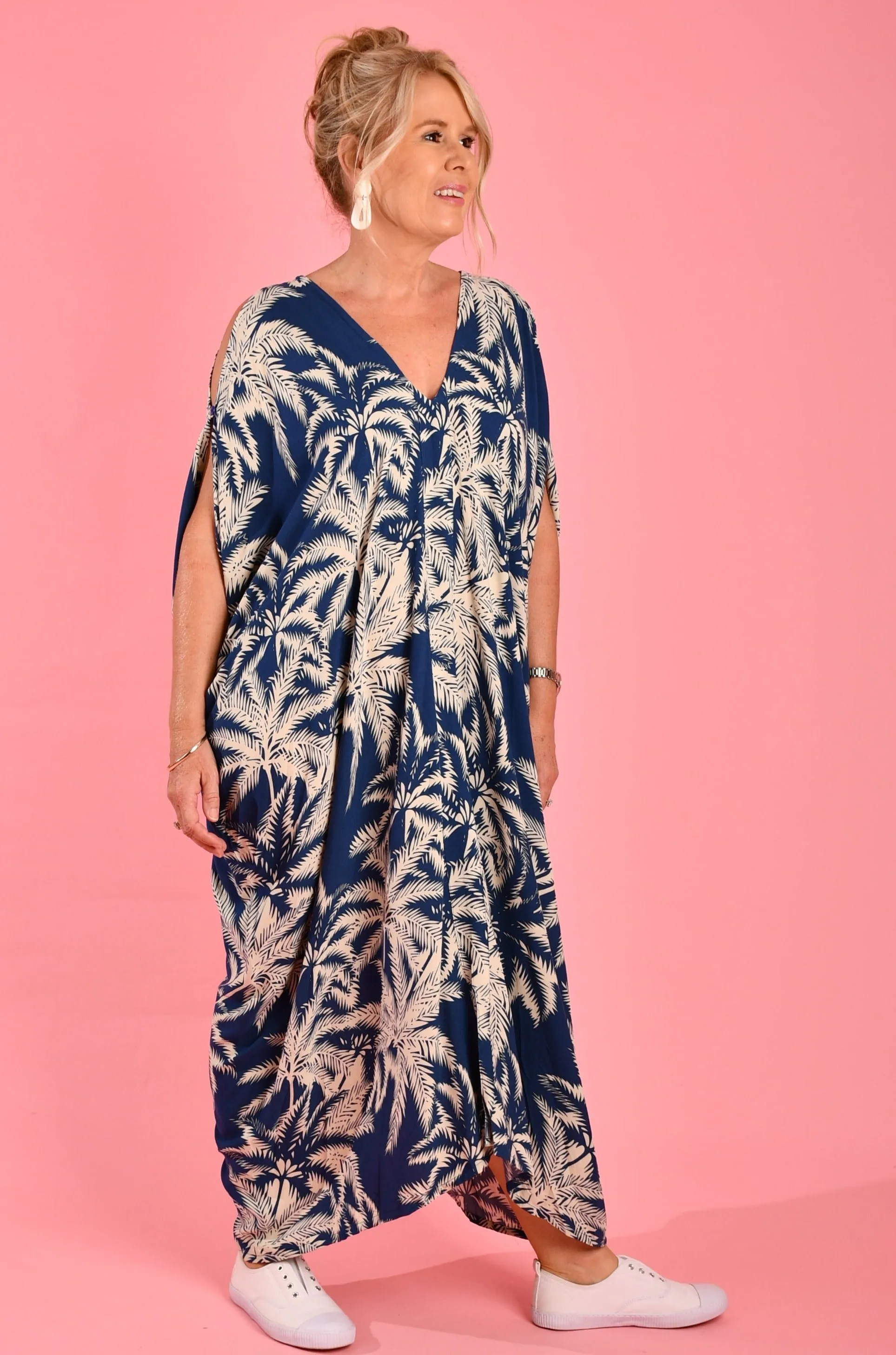 VBLD348 - CUSHLA DRESS - PALM TREE NAVY