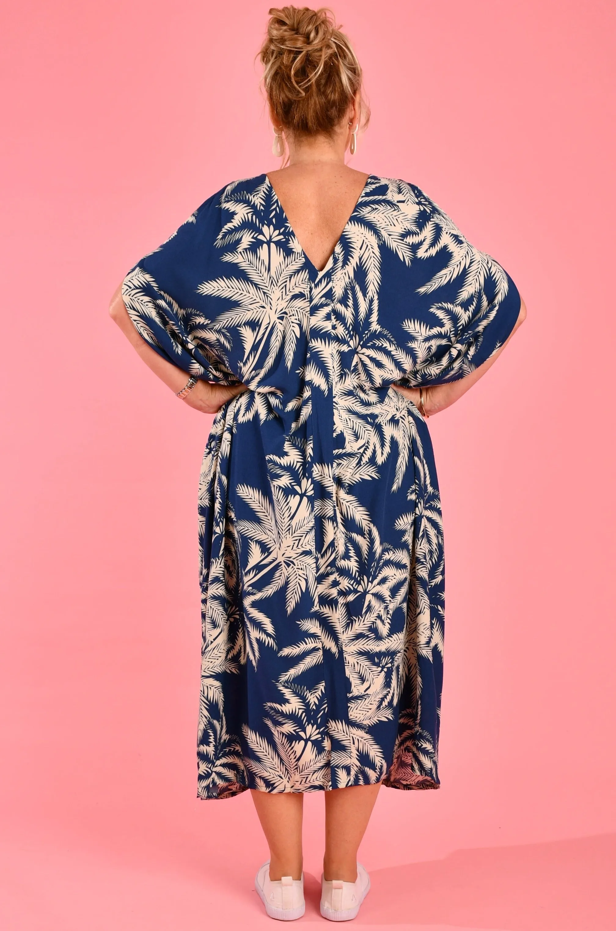 VBLD348 - CUSHLA DRESS - PALM TREE NAVY