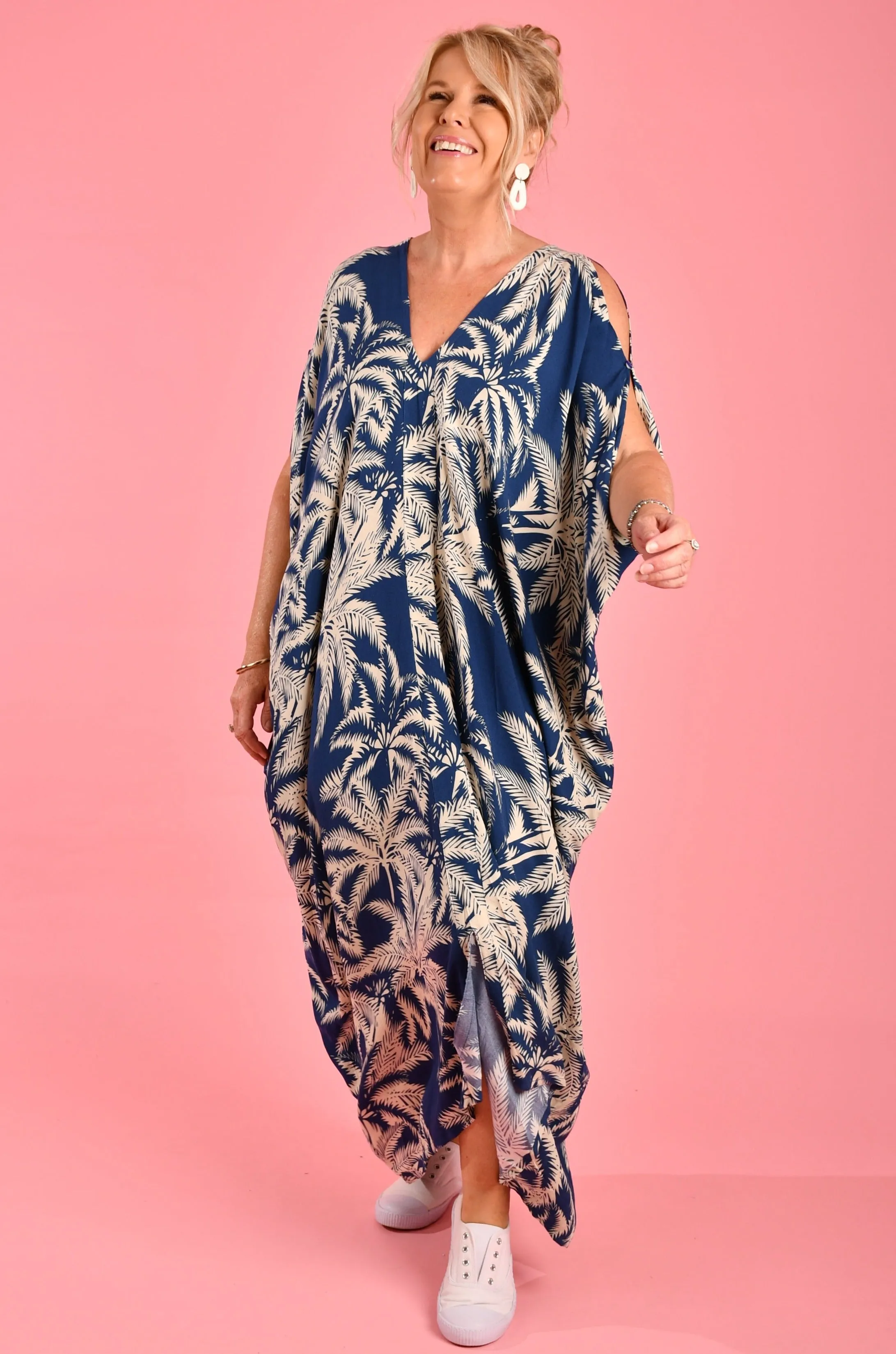 VBLD348 - CUSHLA DRESS - PALM TREE NAVY