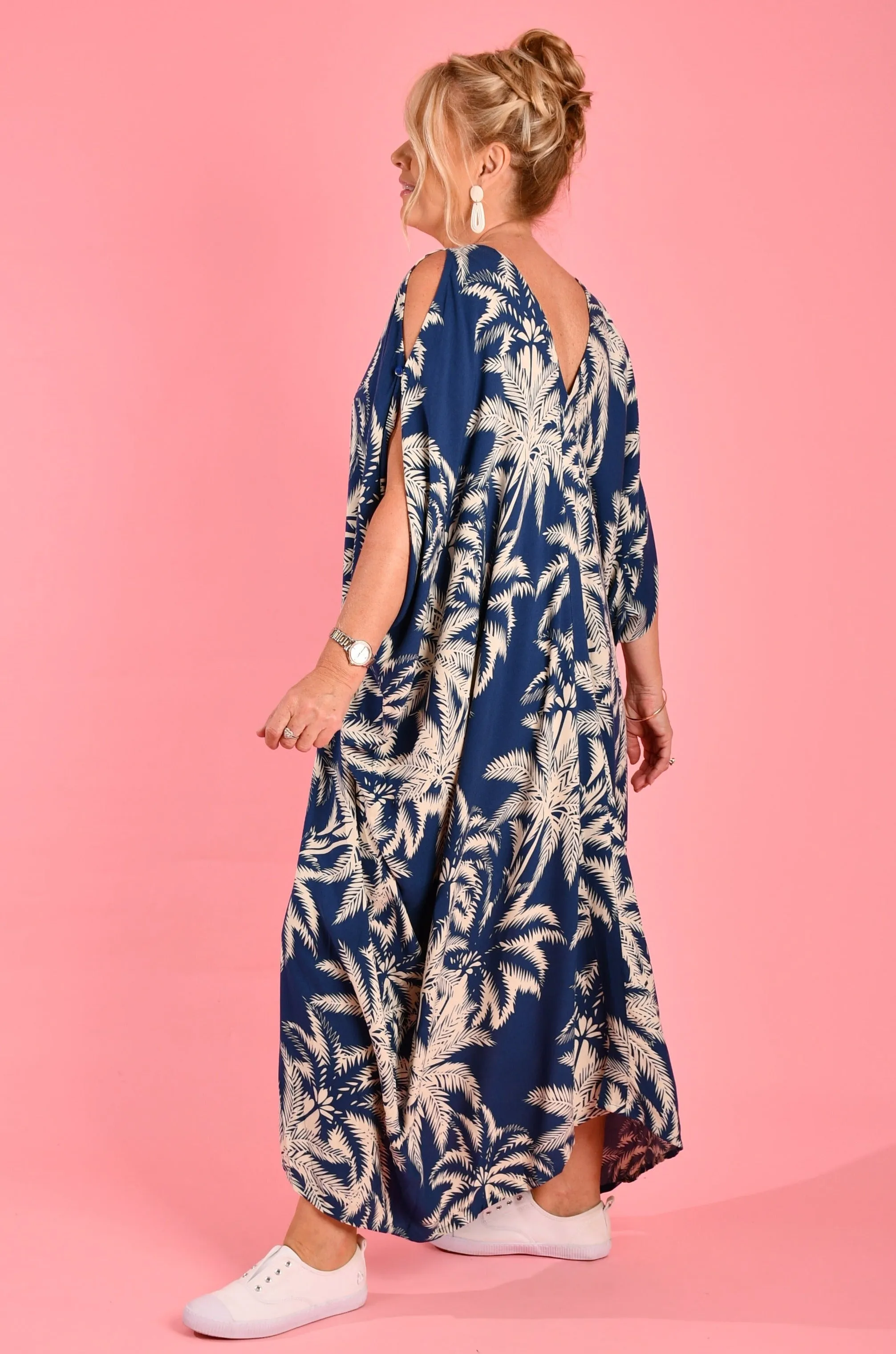 VBLD348 - CUSHLA DRESS - PALM TREE NAVY