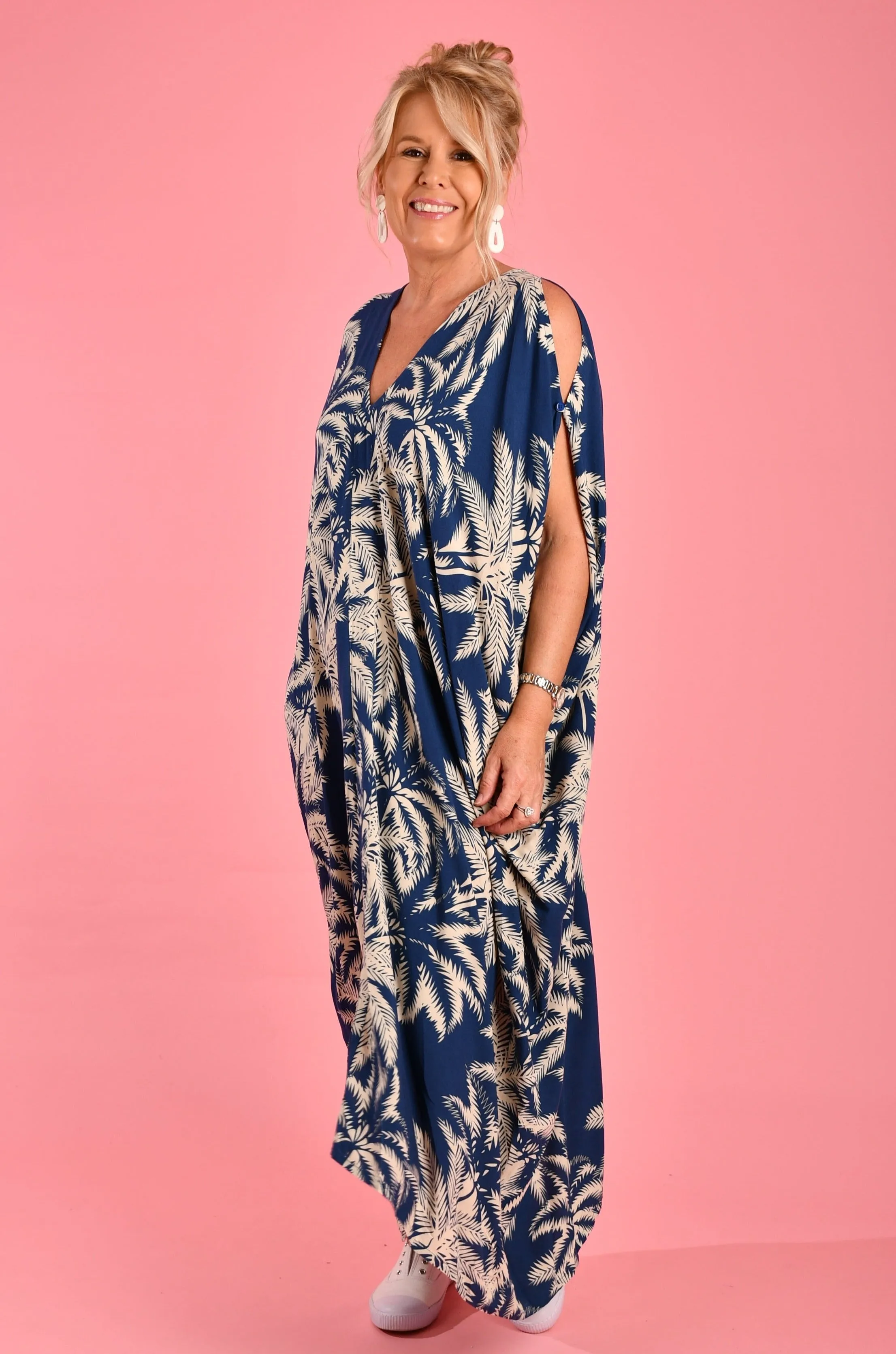 VBLD348 - CUSHLA DRESS - PALM TREE NAVY