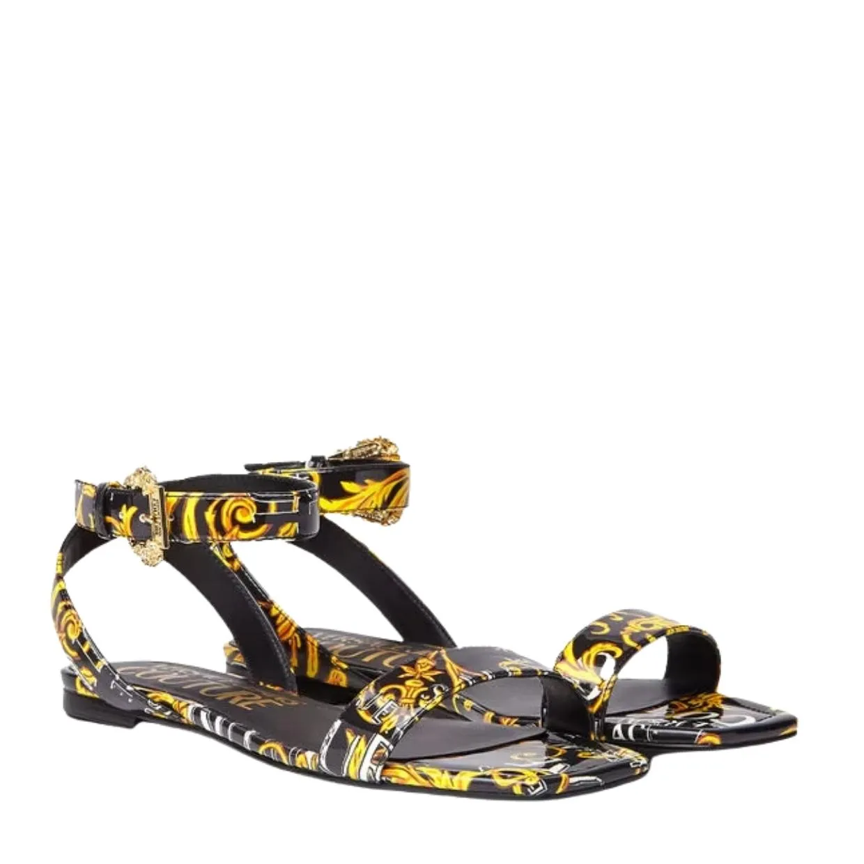 Versace Jeans Couture Millie Baroque Patent Sandals