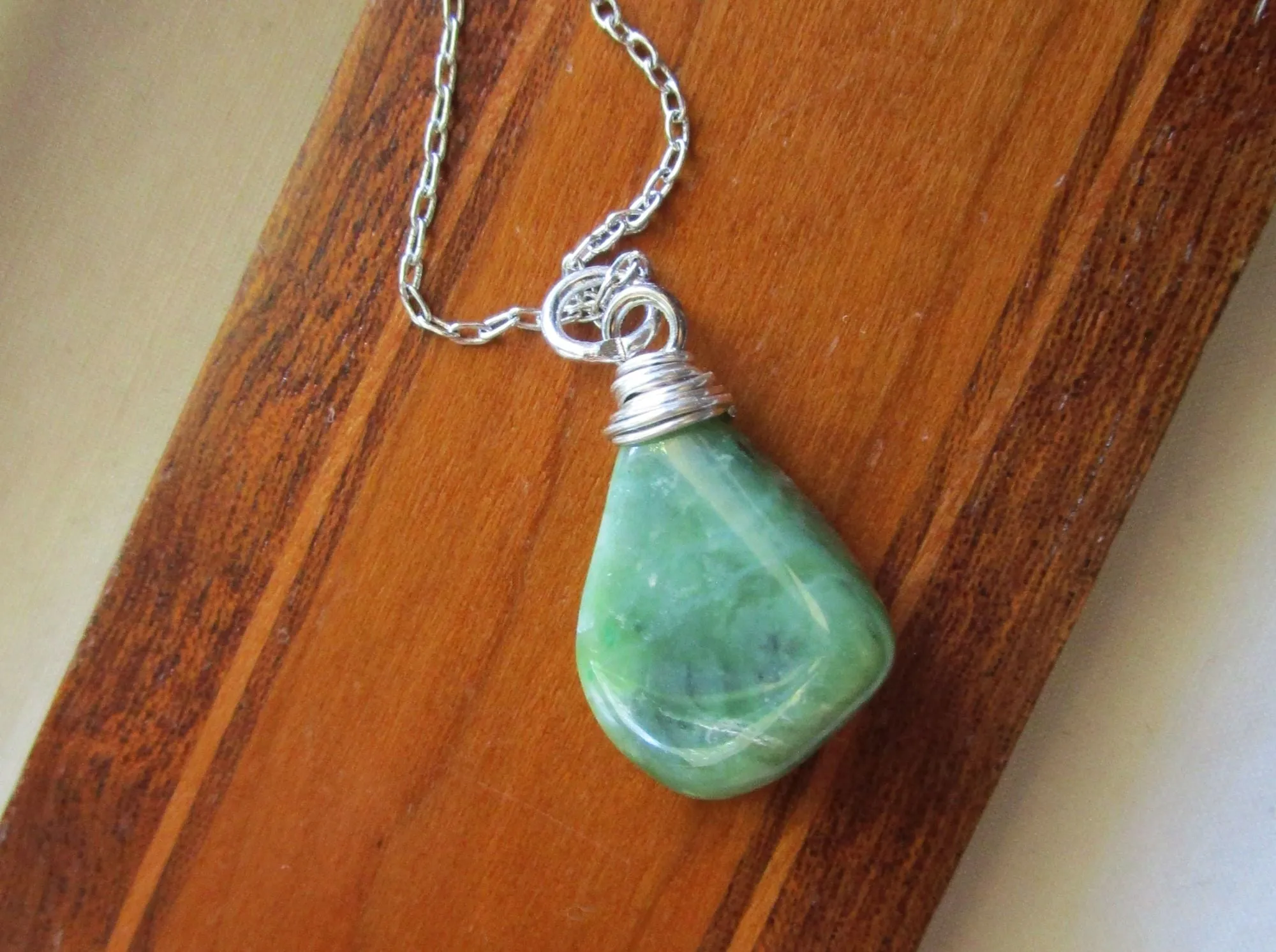 Vesuvianite Natural Green Crystal Pendant Necklace