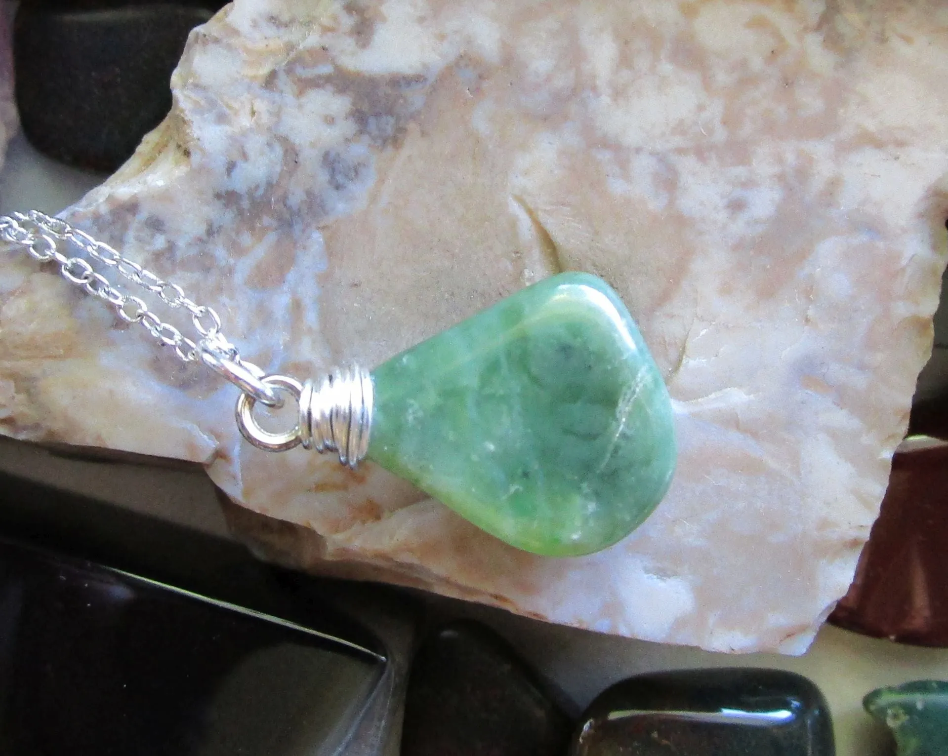 Vesuvianite Natural Green Crystal Pendant Necklace