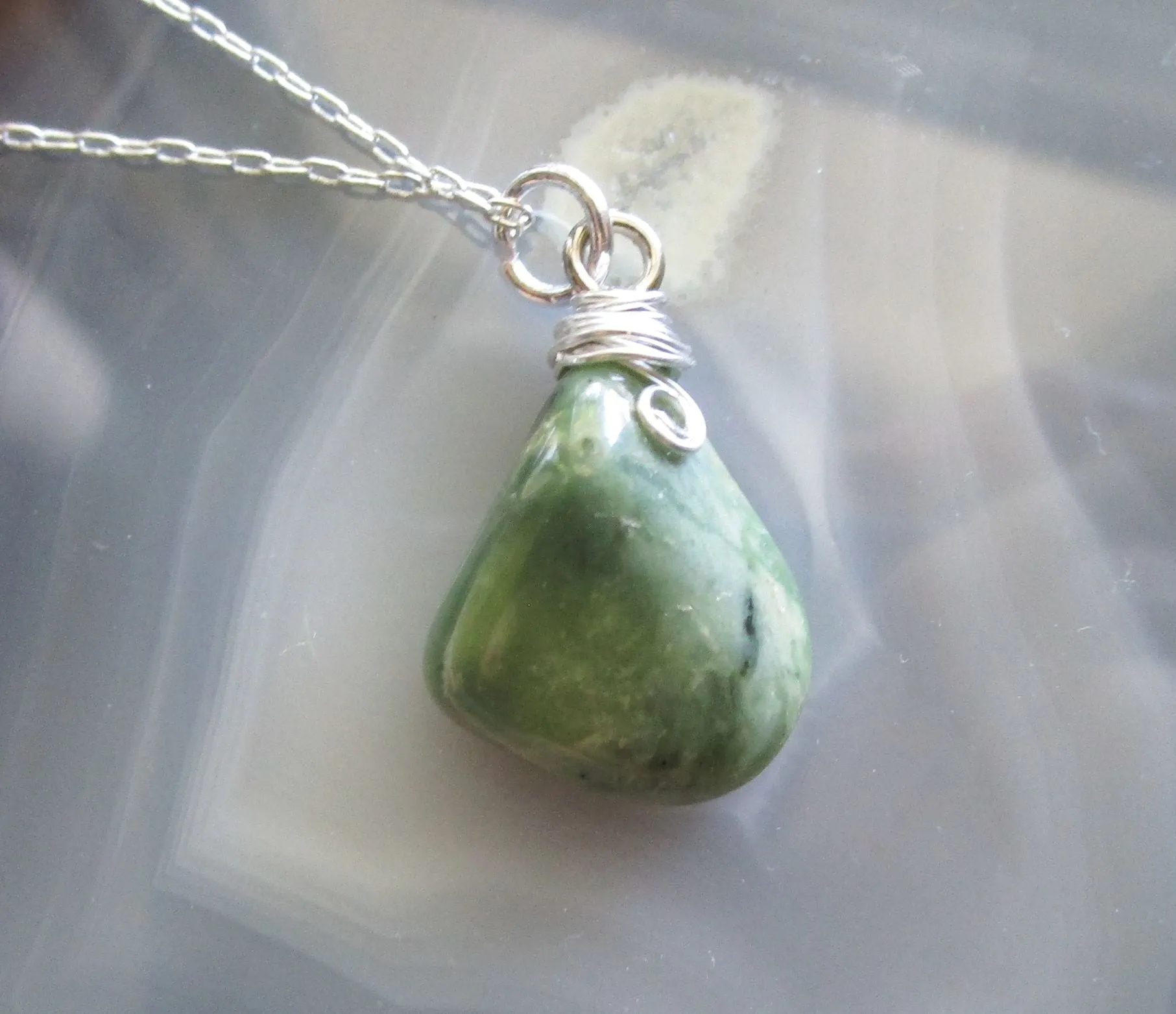 Vesuvianite Natural Green Crystal Pendant Necklace