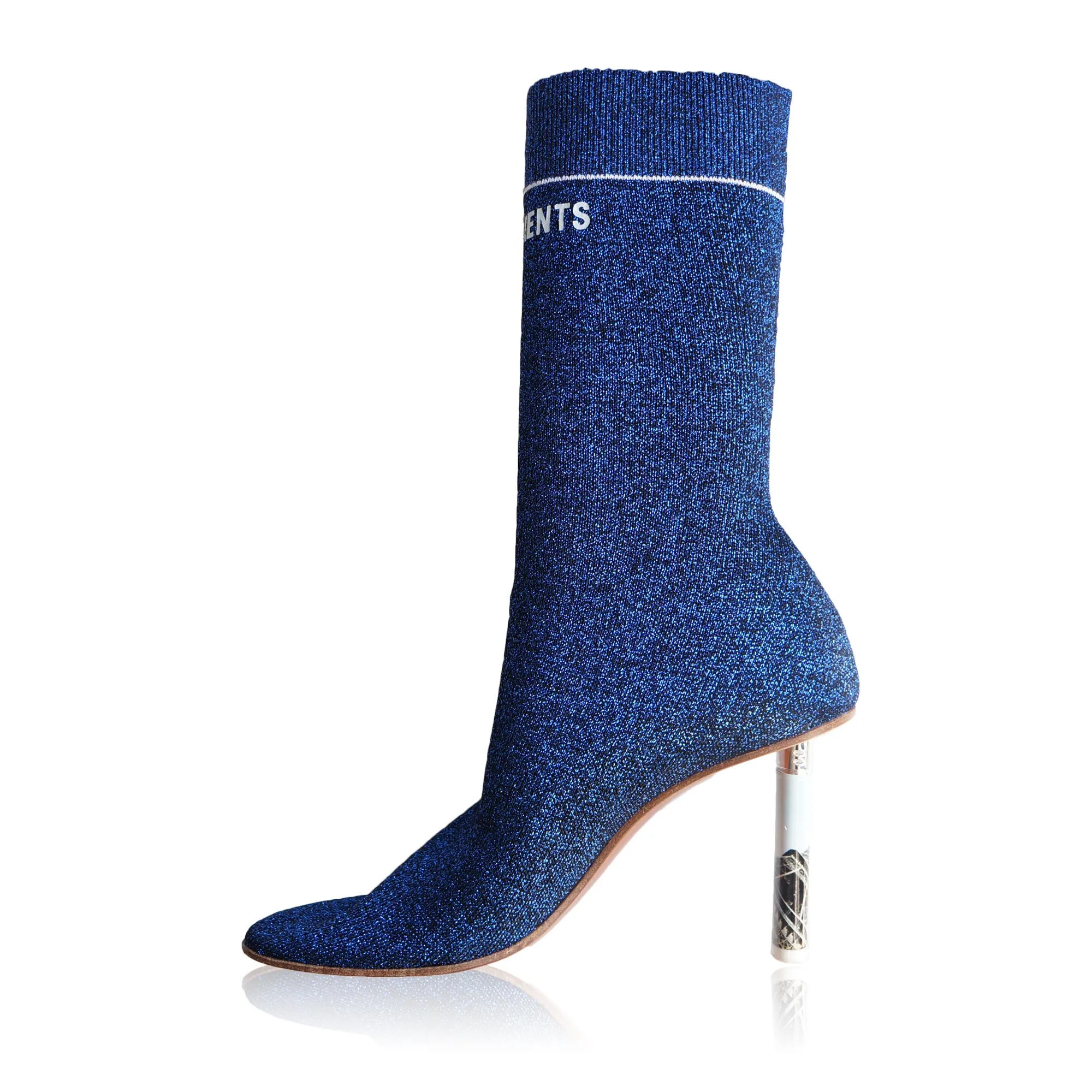 VETEMENTS BLUE LUREX EIFFEL TOWER LIGHTER SOCK BOOT