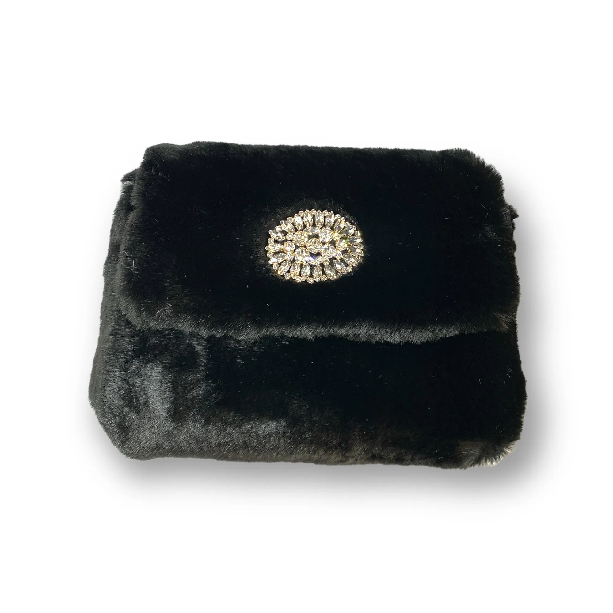 Victoria  handbag in black faux fur