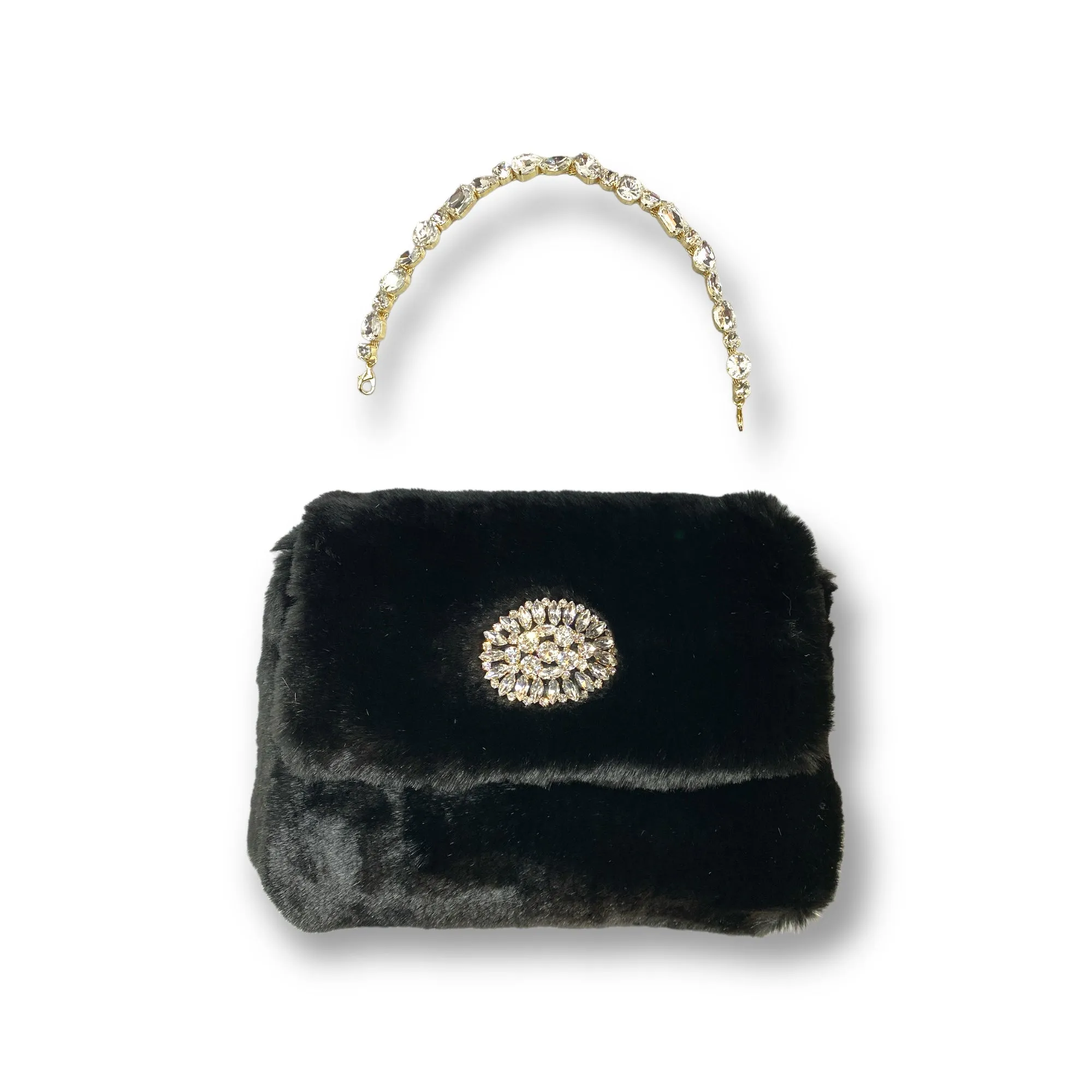 Victoria  handbag in black faux fur