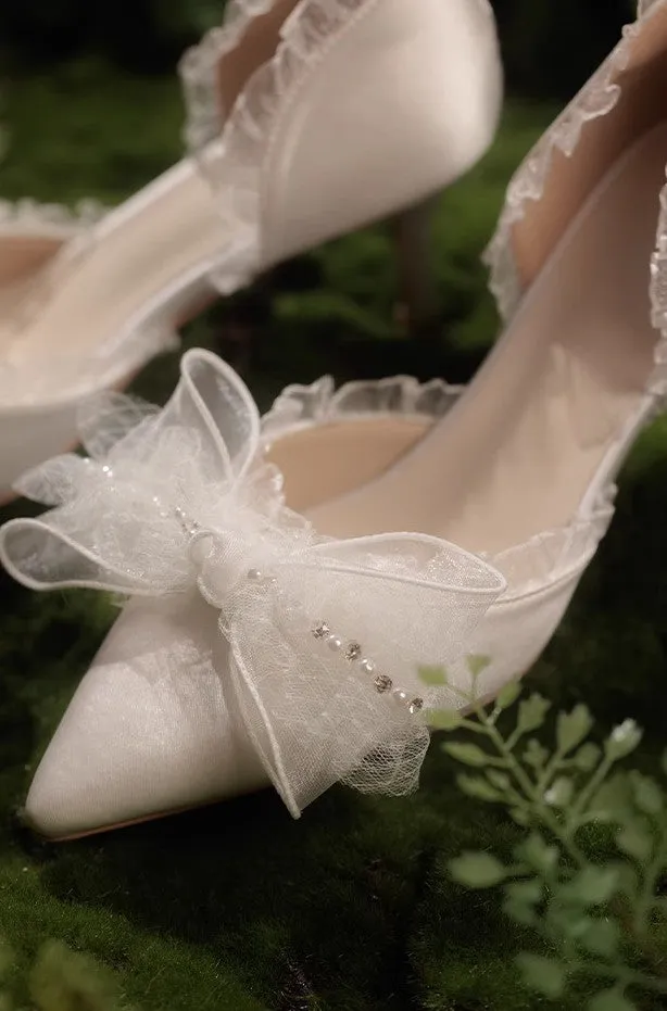 Vintage Dreamy Bow Tie Bridal High Heels