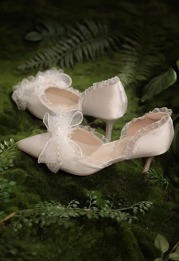 Vintage Dreamy Bow Tie Bridal High Heels