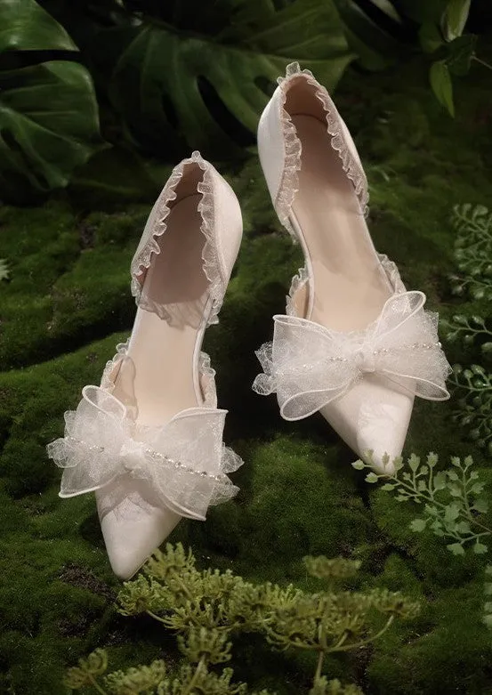 Vintage Dreamy Bow Tie Bridal High Heels