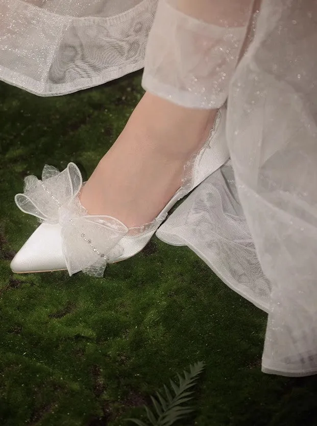 Vintage Dreamy Bow Tie Bridal High Heels