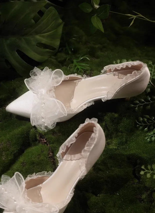 Vintage Dreamy Bow Tie Bridal High Heels