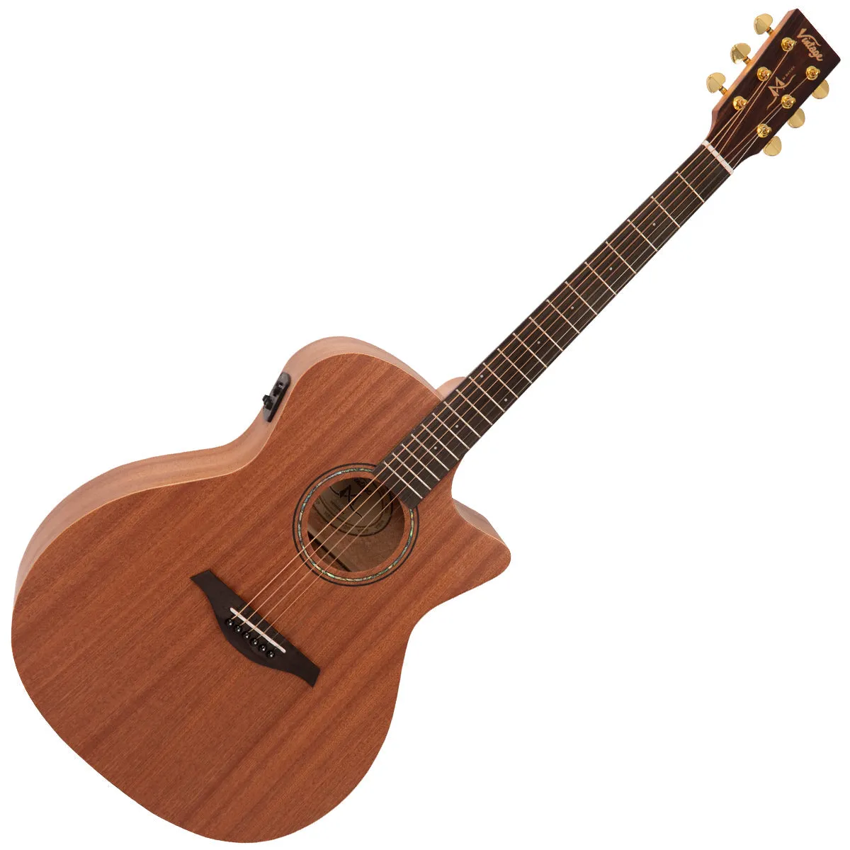 Vintage Mahogany Series 'Grand Auditorium' Cut-Away Electro-Acoustic Guitar ~ Satin Mahogany