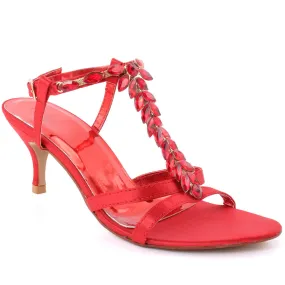 Women “CAILY” T Design Crystal Encrusted Buckle Ankle Strap Platform Stiletto Heel Sandals