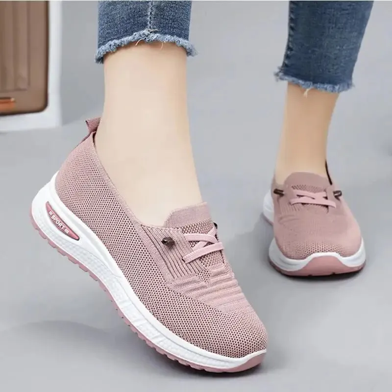 Women Casual Shoes Fashion Breathable Walking Mesh Flat Shoes Sneakers Women 2024 Vulcanized Shoes Pink Female Footwear