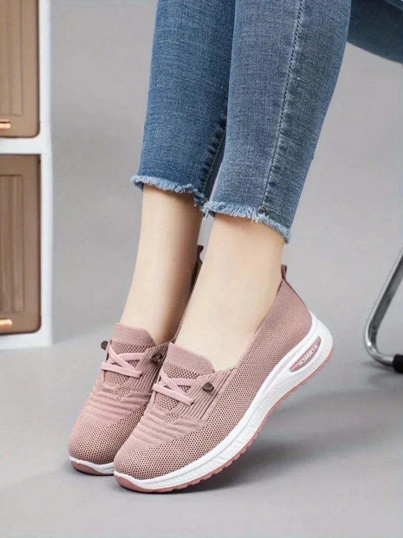 Women Casual Shoes Fashion Breathable Walking Mesh Flat Shoes Sneakers Women 2024 Vulcanized Shoes Pink Female Footwear