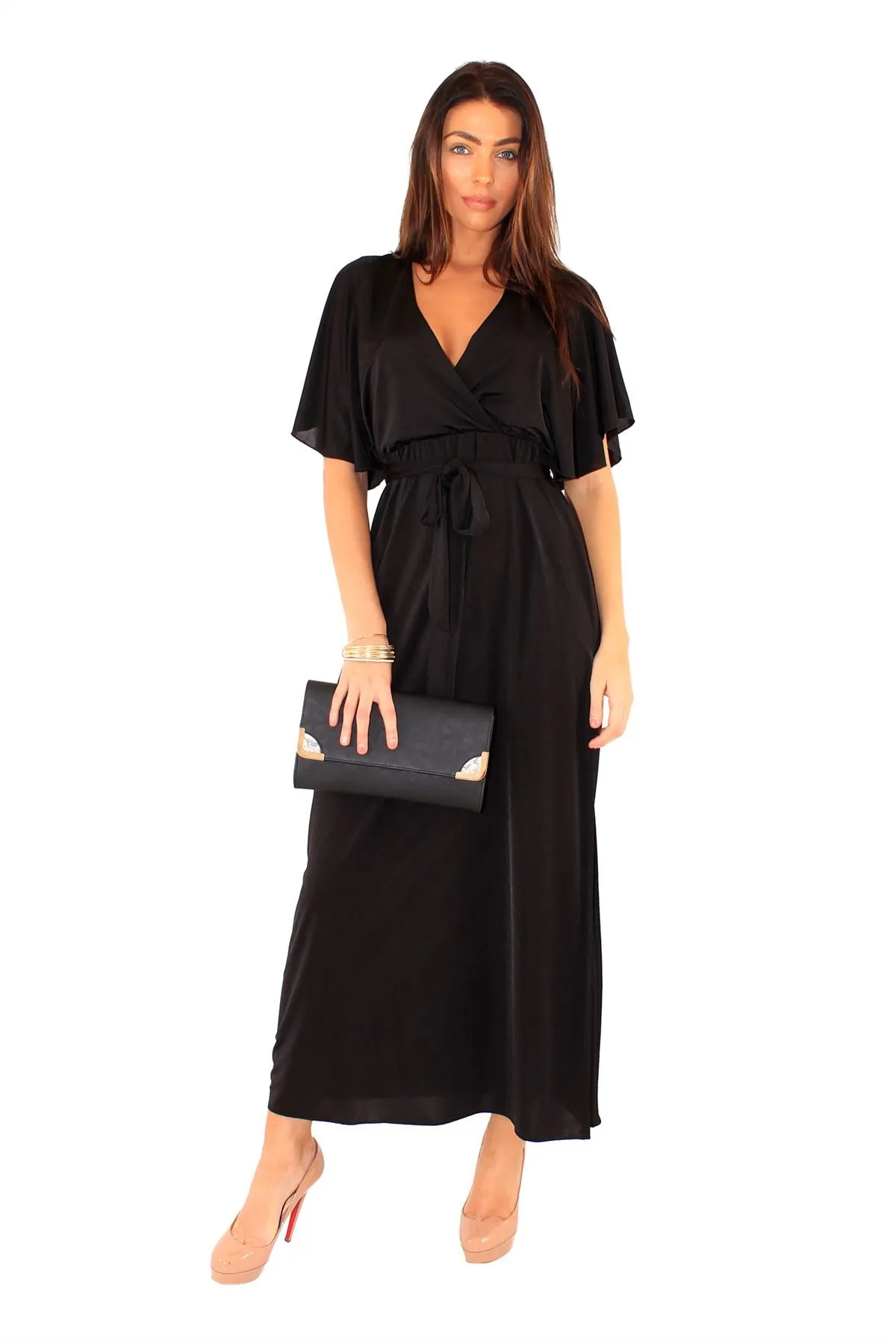 Women Front Wrap Dress - L