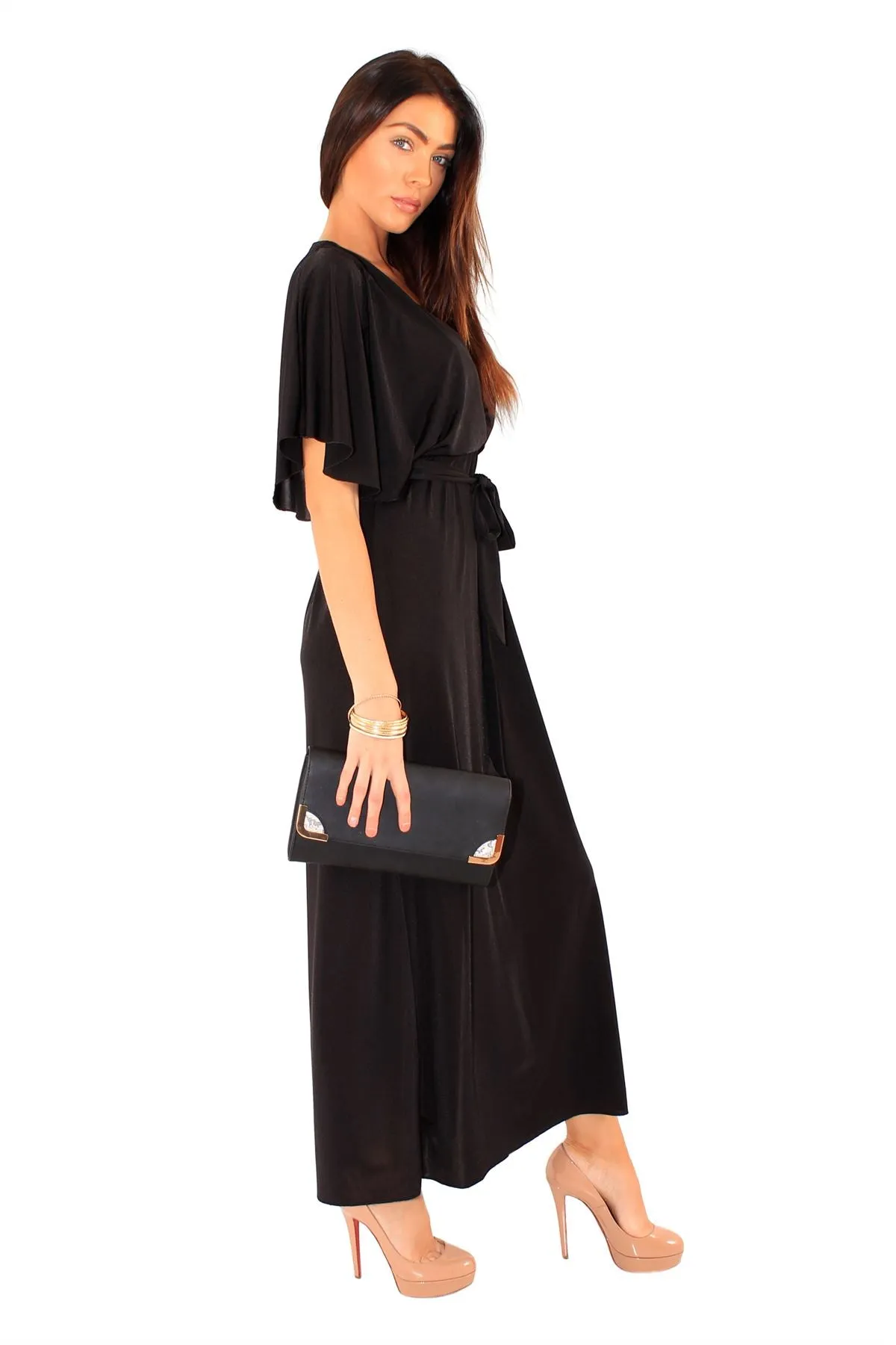 Women Front Wrap Dress - L