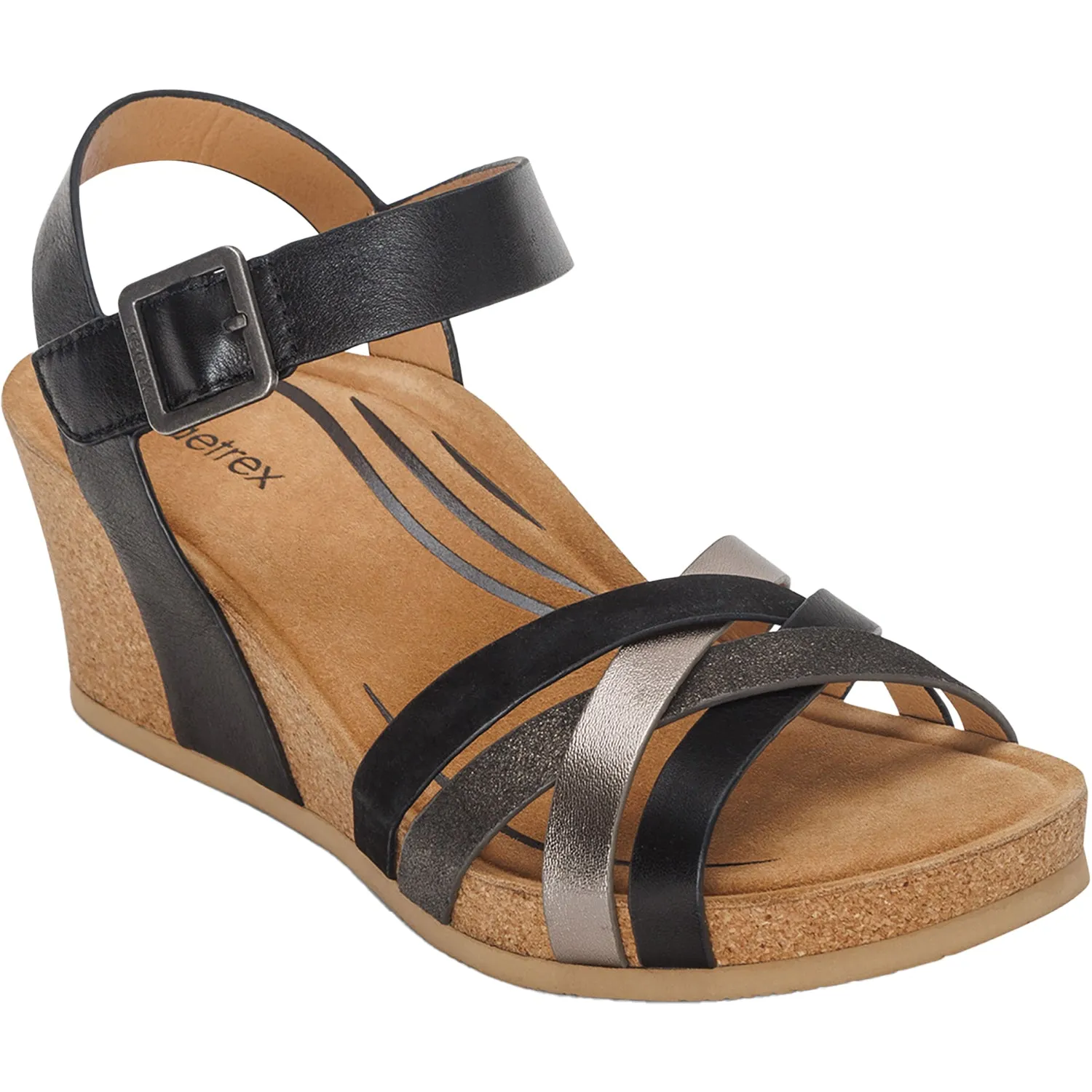 Women's Aetrex Noelle Black Multi Leather