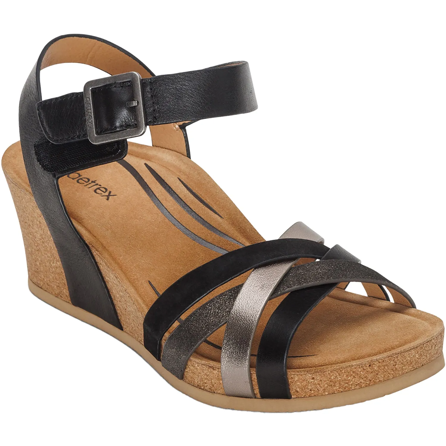 Women's Aetrex Noelle Black Multi Leather