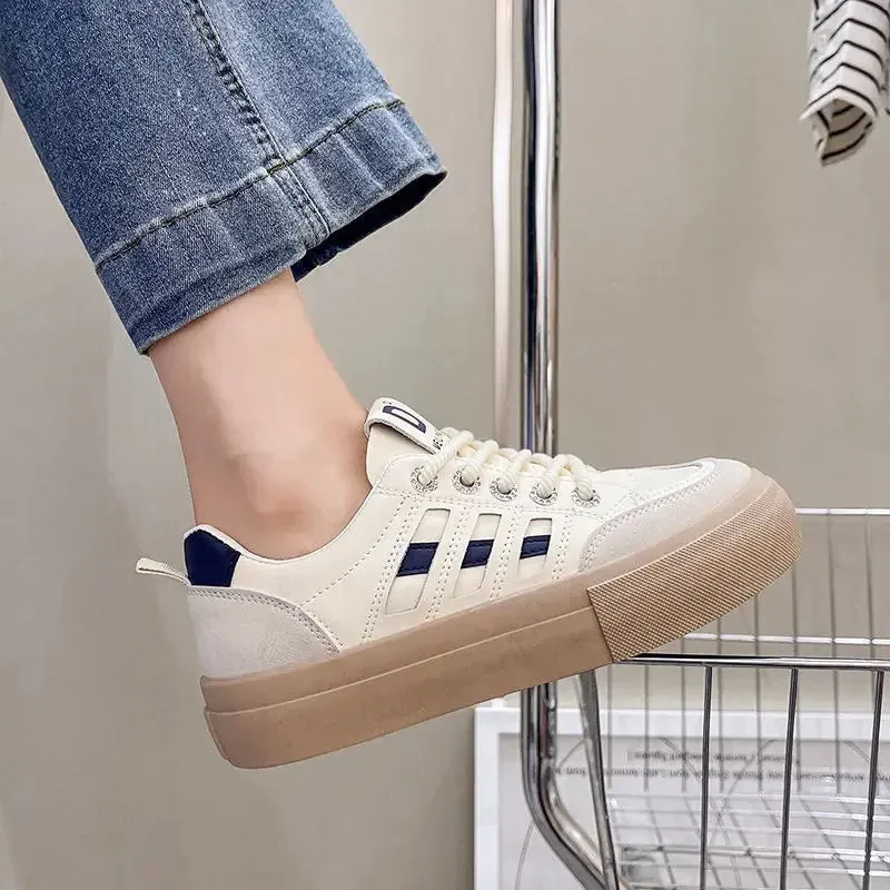 Women's Soft-Soled Casual Sneakers Thin Breathable Mesh Lined Slip-On Shoes For Autumn Versatile With Skirts Trendy Style