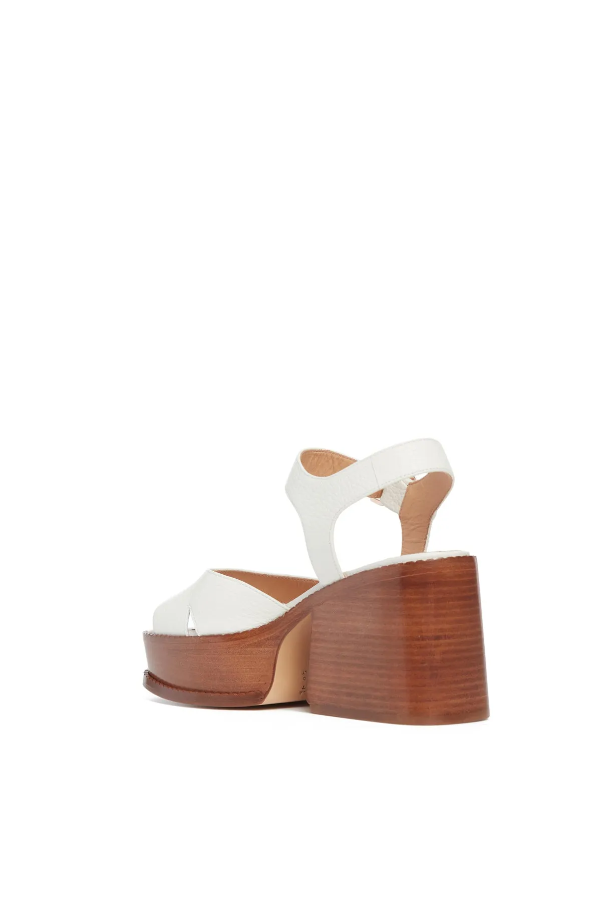 Zuri Platform Sandal in Cream Textured Leather